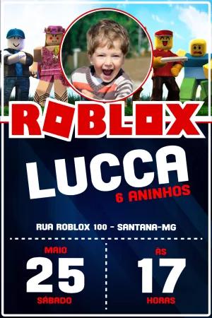 Convite de Aniversário Roblox com Foto para Editar Online