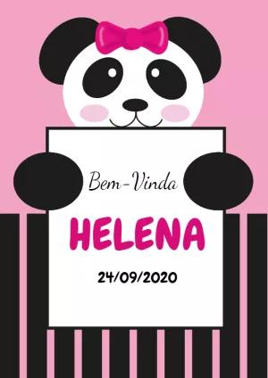 Quadro Maternidade Panda Menina para Editar e Imprimir