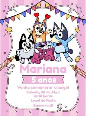 Convite de Aniversário Bluey e Bingo para Editar Online