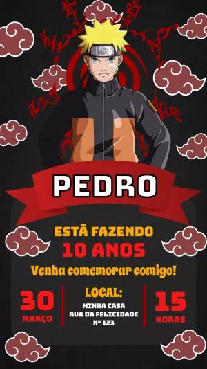 Convite de Aniversário Naruto: Modelo Editável para Imprimir