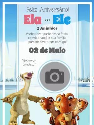 Convite Aniversário A Era do Gelo com Foto para Editar Online