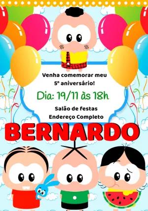 Convite de Aniversário Mônica Toy com Personagens para Editar