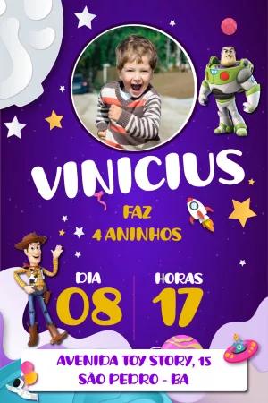 Convite de Aniversário Toy Story com Foto para Editar Online