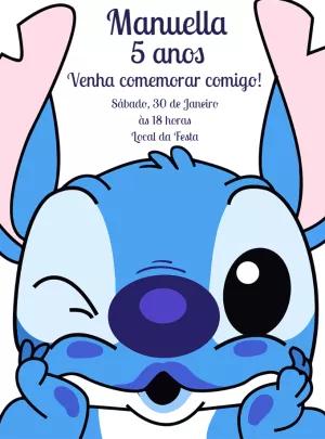 Convite de Aniversário Stitch para Editar Online