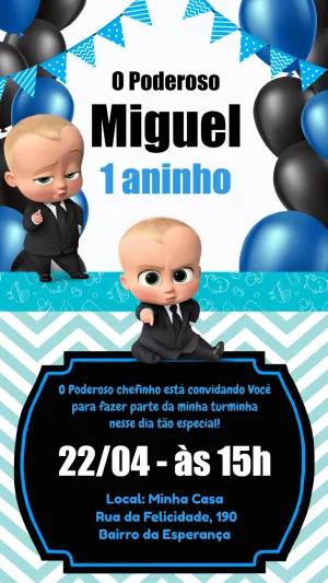 Convite Aniversário O Poderoso Chefinho para Editar Online