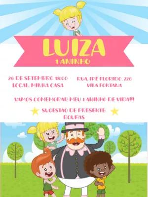 Convite de Aniversário Mundo Bita Rosa para Editar Online