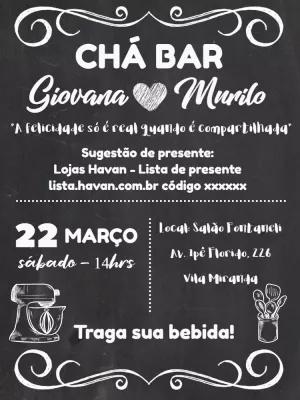 Convite Chá Bar Quadro Negro para Editar e Imprimir