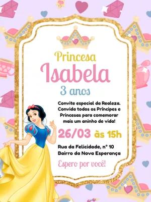 Convite Aniversário Branca de Neve Princesa para Editar Online