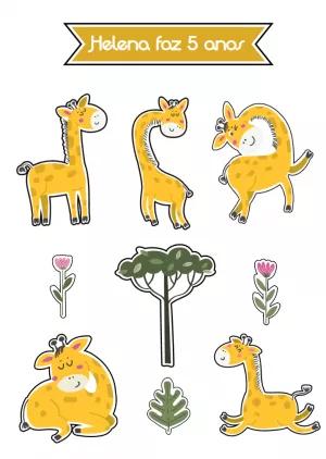 Topo de Bolo Girafa para Aniversário para Editar e Imprimir