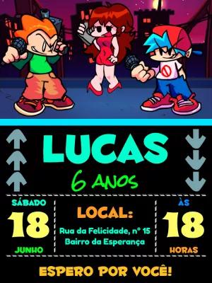 Convite de Aniversário Friday Night Funkin para Editar Online