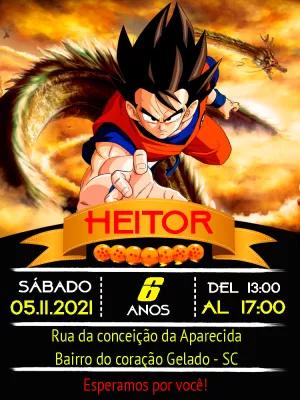 Convite de Aniversário Dragon Ball Z com Goku para Editar Online