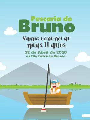 Convite Aniversário Pescaria Infantil para Editar Online