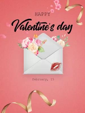 Editable Valentine's Day Post with Floral Envelope Online