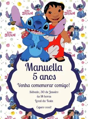 Convite de Aniversário Lilo e Stitch para Editar Online