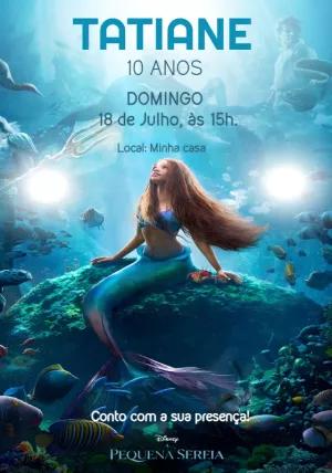 Convite Aniversário A Pequena Sereia para Editar Online