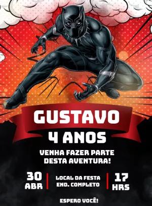 Convite de Aniversário Pantera Negra para Editar Online