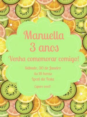 Convite Aniversário Frutas Tropicais para Editar Online