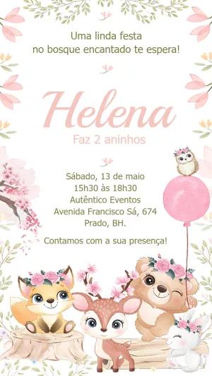 Convite Aniversário Bosque Encantado com Animais para Editar