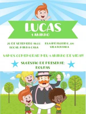 Convite de Aniversário Mundo Bita com Personagens para Editar
