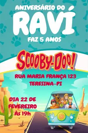 Convite de Aniversário Scooby-Doo e a Turma para Editar Online