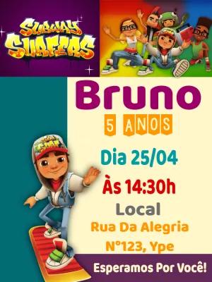 Convite de Aniversário Subway Surfers para Editar Online