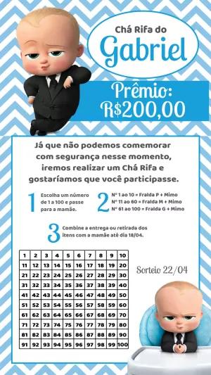 Convite Chá Rifa Poderoso Chefinho para Editar Online