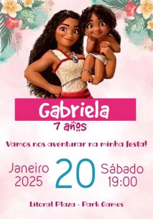 Convite de Aniversário Moana e Siméa para Editar Online