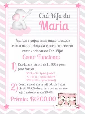 Convite Chá Rifa Elefantinha Aquarela para Editar Online