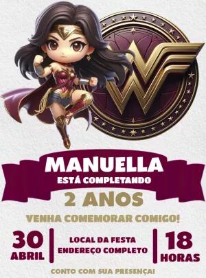 Convite de Aniversário Mulher Maravilha para Editar Online