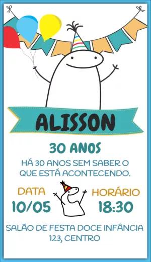 Convite Aniversário Flork Meme Engraçado para Editar Online