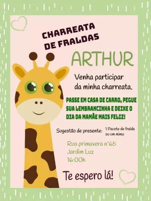 Convite Charreata de Fraldas Girafa para Editar Online