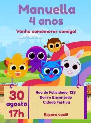 Convite de Aniversário Bolofofos Editável para Imprimir