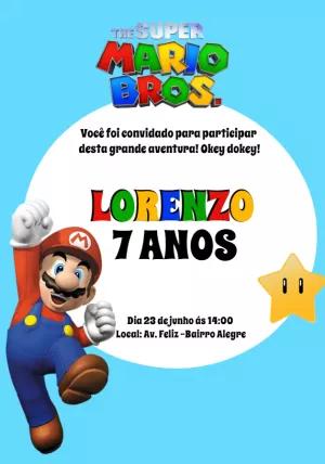 Convite de Aniversário Super Mario Bros. para Editar Online