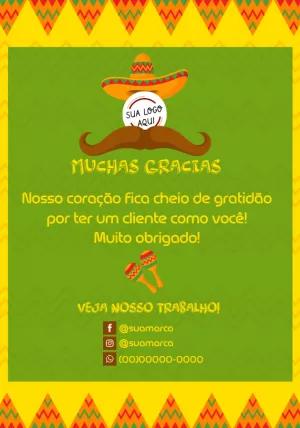 Cartão de Agradecimento Tema Mexicano para Editar Online