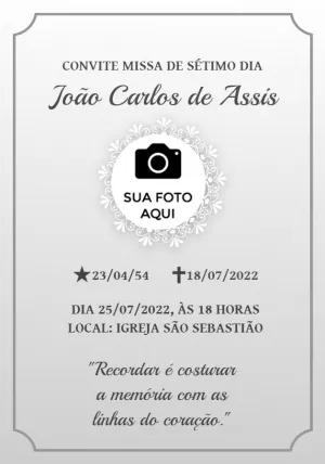Convite Missa de Sétimo Dia com Foto para Editar Online