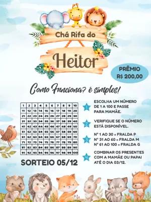 Convite Chá Rifa Safari com Animais para Editar Online