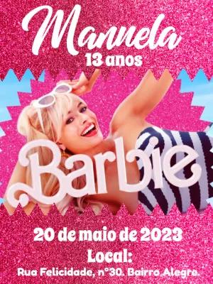 Convite de Aniversário Barbie Filme para Editar Online
