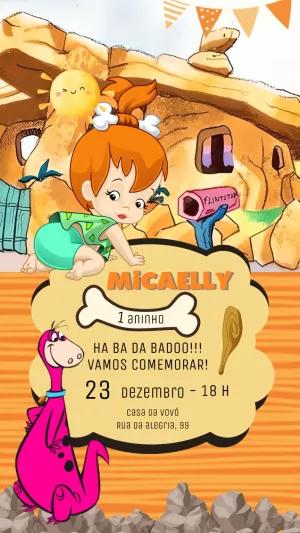 Convite Aniversário Pedrita Flintstones para Editar Online