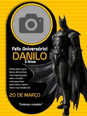 Convite de Aniversário Batman com Foto para Editar Online