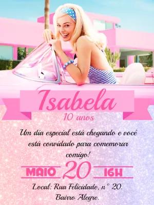 Convite Festa Barbie Filme Editável Online para Aniversário