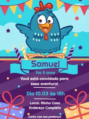 Convite de Aniversário Galinha Pintadinha para Editar Online