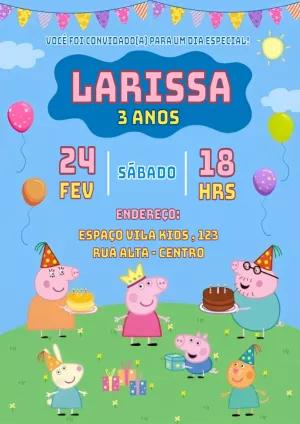Convite de Aniversário Peppa Pig para Editar Online
