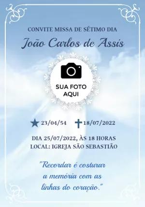 Convite Missa de 7º Dia Céu Delicado para Editar Online
