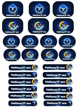 Kit de Etiquetas Escolares Sonic para Editar e Imprimir