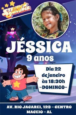 Convite Aniversário Steven Universo com Foto para Editar Online