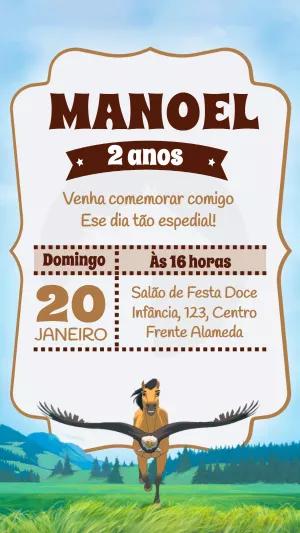 Convite Aniversário Spirit O Corcel Indomável para Editar Online