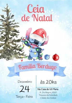 Convite de Natal do Stitch para Editar Online e Imprimir