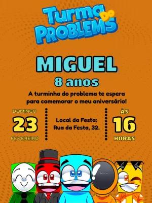 Convite de Aniversário Turma do Problems para Editar Online