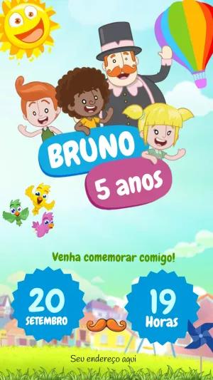 Convite Aniversário Mundo Bita com Personagens para Editar Online