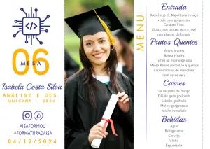 Menu de Formatura Análise e Desenvolvimento com Foto para Editar